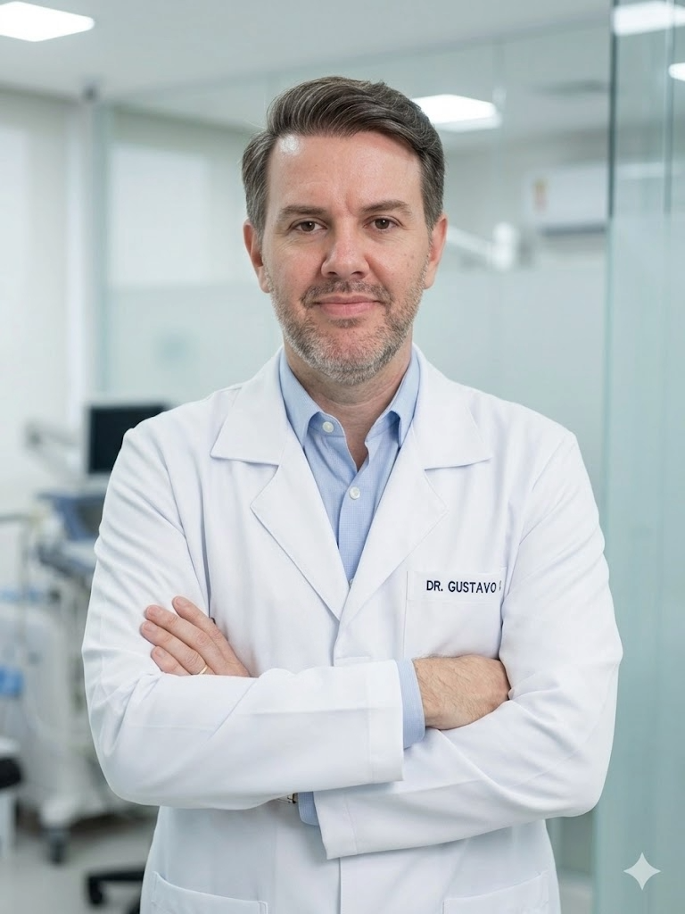 Retrato profissional do Dr. Gustavo Wandresen em ambiente clínico